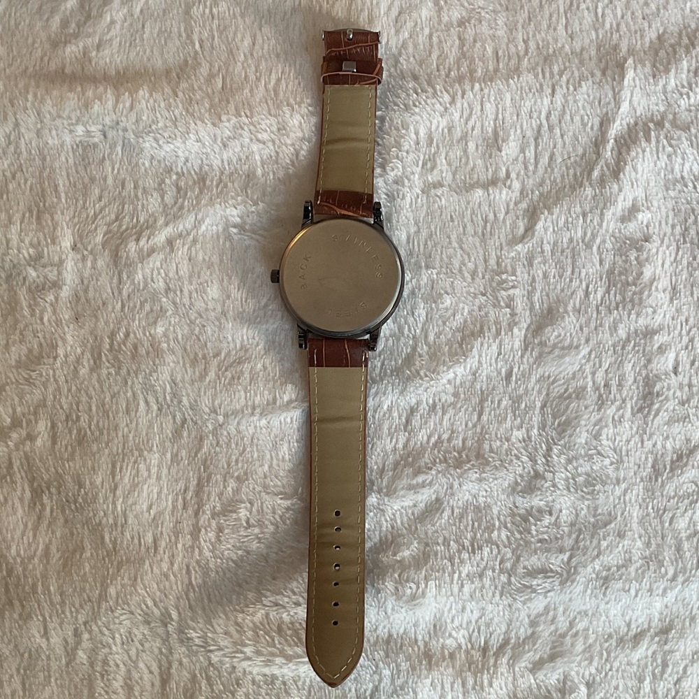 Men's Silver and Brown Watch - Picture 4 of 4